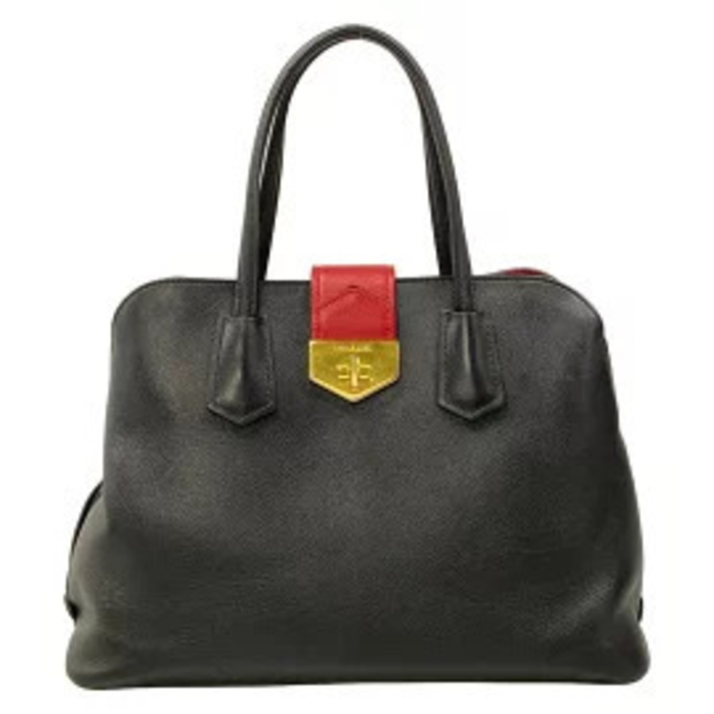 Prada Tessuto Shoulder Bag black red leather